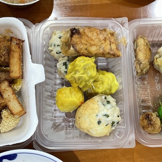 Take-out dim sum goodies for breakfast