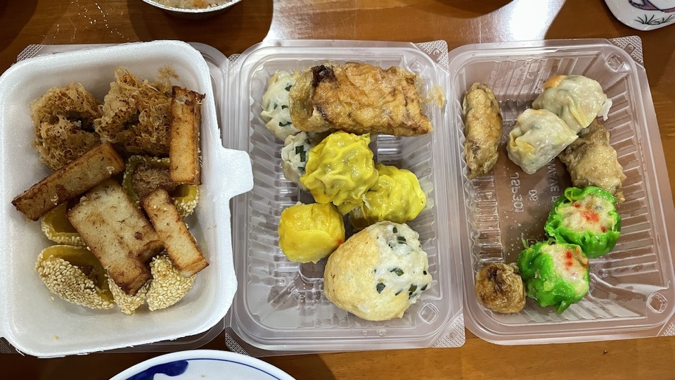 Take-out dim sum goodies for breakfast