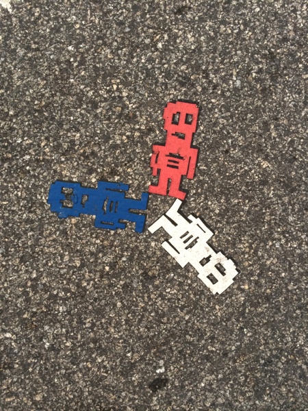 We saw these robot stencils all over Philadelphia and Boston